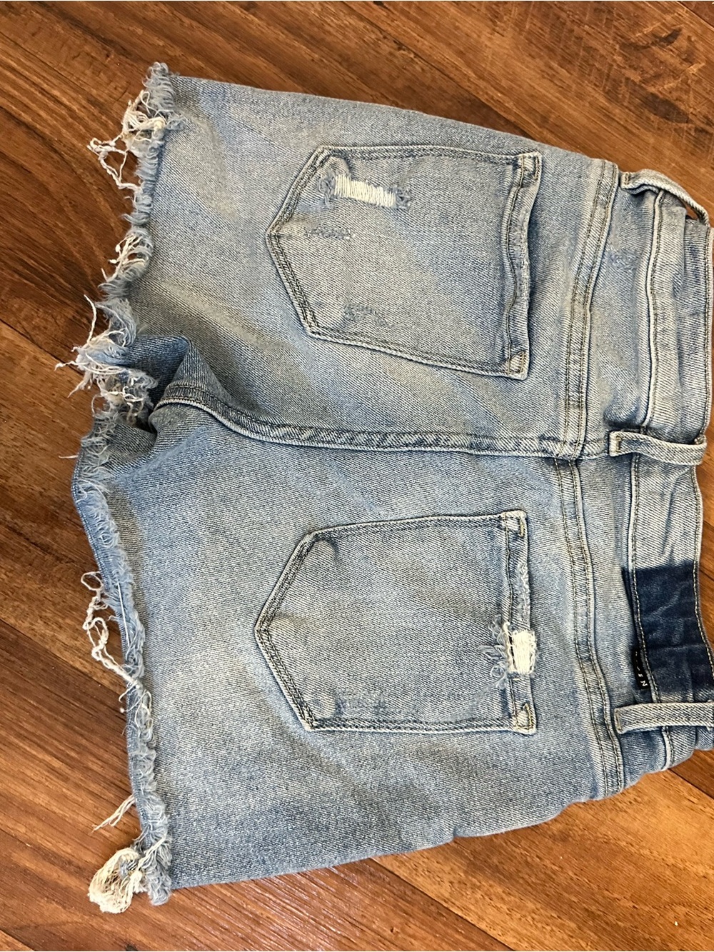 Light Blue Distressed Women's Jean Shorts - Picture 2 of 3